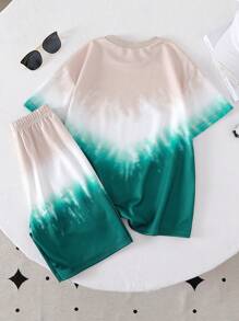 SHEIN Explorewe Tween Boy Short Sleeve Crew Neck T-Shirt + Shorts Set, Minimalist Fashion Casual Daily Wear - Multicolor - View 7