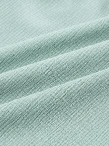 SHEIN EZwear 2 件加大码套装：纯色纹理抹胸和裤子，春夏 - 薄荷綠 - 查看 3