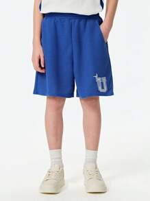 SHEIN Explorewe 2025 Summer Boys Sets Tween Boy Casual Shorts, Lightweight Loose Fit Shorts | OEKO-TEX® | School And Travel - Blue - View 5