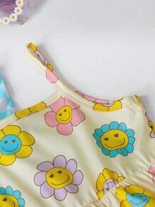 SHEIN Juego de 3 piezas para niñas con camiseta de tirantes, vestido y estampado de unicornio y helado, cómodo, adecuado para fiestas infantiles, vacaciones, verano, regalo de conjunto para hermana. - Multicolor - Ver 4