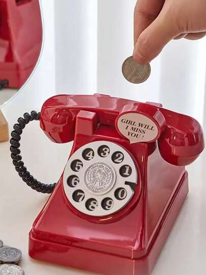 1pc Pink Telephone Shaped Savings Jar, Teen Girl's Room Decoration, Photography Prop, Birthday Gift