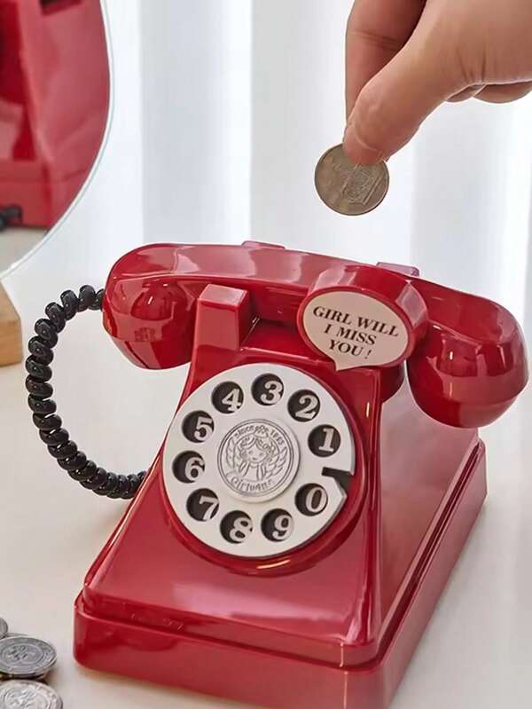 SHEIN 1 pieza Hucha con forma de teléfono rosa, decoración de habitación de adolescente, objeto para fotografía, regalo de cumpleaños