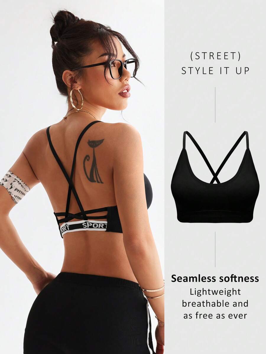 Gameset SHEIN Sport Women Sports Bra (Seamless, Black) - Black - View 1