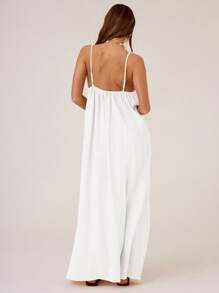 MUSERA 纹理编织方领长款连衣裙，适合度假、夏季、浪漫、春季和优雅场合。