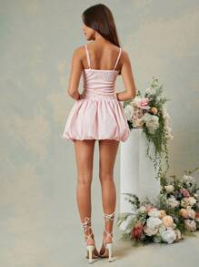 L'Amorae Vestido de primavera elegante con estampado floral jacquard, semitransparente y de silueta abultada - Rosa - Ver 5