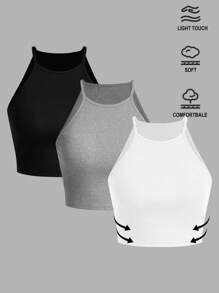 SHEIN EZwear 3 件套加垫细肩带吊带背心，适合春夏季女性