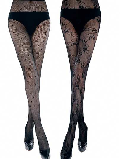 Kawaii زوجان من جوارب مشدودة بشبكة سوداء بسيطة ، أنيقة وجذابة ، مرنة ومنفذة للهواء ، مناسبة للارتداء اليومي ، الحفلات ، الرقص