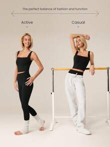 GLOWMODE All-Day Long Second-Skin Ultra Lightweight Seamless A/B/C Cup Full Coverage Underarm Longline Sports Bra Low Impact Yoga Daily Removable Cups Spring Fall Winter - Black - View 9