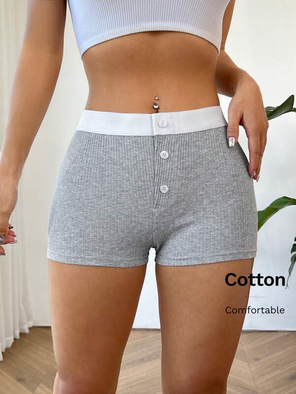 SHEIN EZwear Farbblock-shorts Mit Niedriger Taille Für Damen