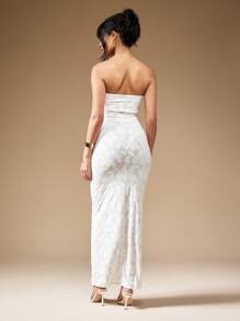 MISSGUIDED Lace Strapless Cut Out Bandeau Maxi Dress - White - View 2