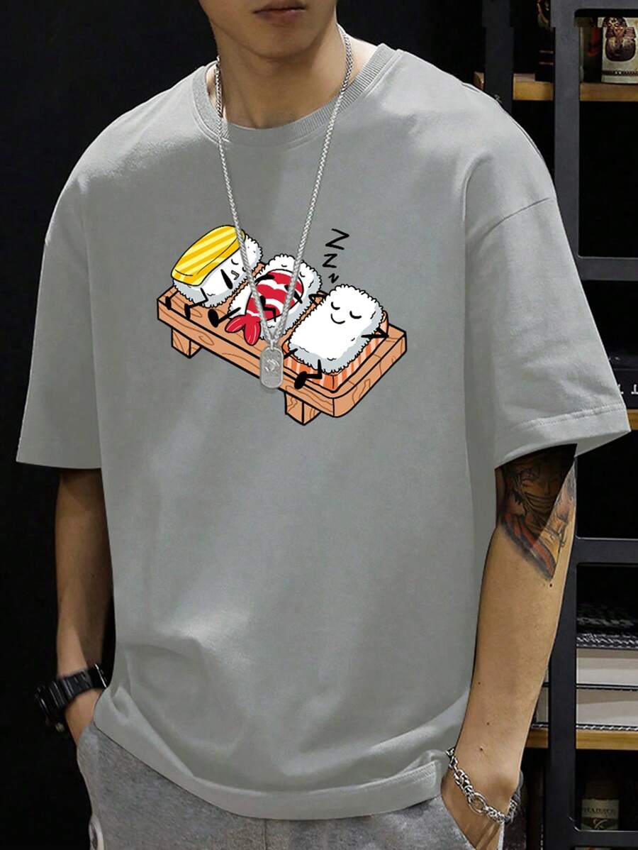 Manfinity Hypemode 宽松男式卡通图案落肩 T 恤