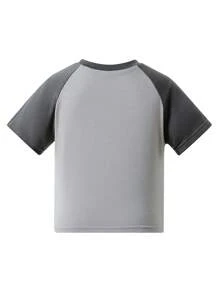 SHEIN Top casual la modă pentru fete tinere, cu mânecă scurtă, cu broderie de stele, raglan, potrivit pentru vară, de zi cu zi, timp liber, călătorii și vacanță