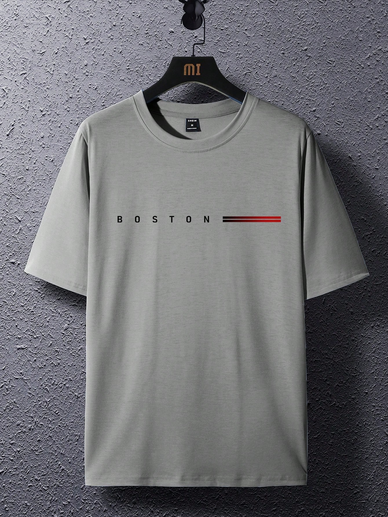 Manfinity Homme تيشيرت كاجوال رجالي بطباعة حرفية ب...