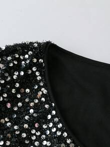 SHEIN CURVE+ 加大码凉爽连衣裙、减压装、优雅时尚女士长礼服 - 黑色 - 查看 3