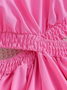 SHEIN Elegancka sukienka dla młodej dziewczyny w jednolitym kolorze z bufiastymi rękawami i skróconą talią