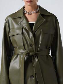 LYSMO Contrast Lace Raglan Sleeve Waffle Knit Sweatshirt, Ladies Spring/Fall Casual Contrast Lace Long Sleeve Round Neck Regular Fit Regular Green Raglan Sleeve Pullovers Women Hoodies - Army Green - View 7