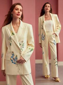 MOTF PREMIUM ÁO BLAZER HỌA TIẾT HOA CÓ CẤU TRÚC, MÙA XUÂN/HÈ - Nhiều màu - Xem 9