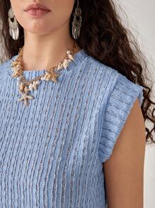 Florisole 女式波西米亚风镂空圆领无袖休闲 T 恤，春夏