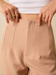 SHEIN Frenchy Pantalones cónicos unicolor de talle alto