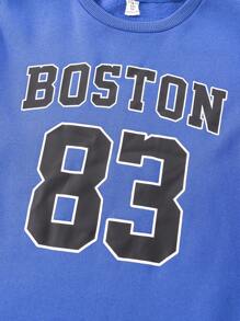 6pcs Tween Boys Casual Sports Letter & Number Graphic Print Round Neck Loose Sweatshirt And Drawstring Waist Relaxed Fit Solid Color Knit Pants 2pcs Outfit Set - Multicolor - View 5