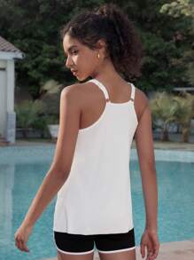 Hanevo Women Casual Solid Color Tank Top Sportwear For Daily Wear - White - View 5