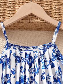 SHEIN 2pcs/Set Young Girl Floral Print Ruched Cami & Casual Palazzo Pants Set, Vacation Outfit  Young Girls Summer Sets - Multicolor - View 3