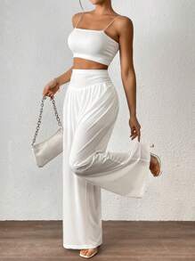 SHEIN Clasi Women's Solid Color Casual Loose Fit Soft Skinny Pants