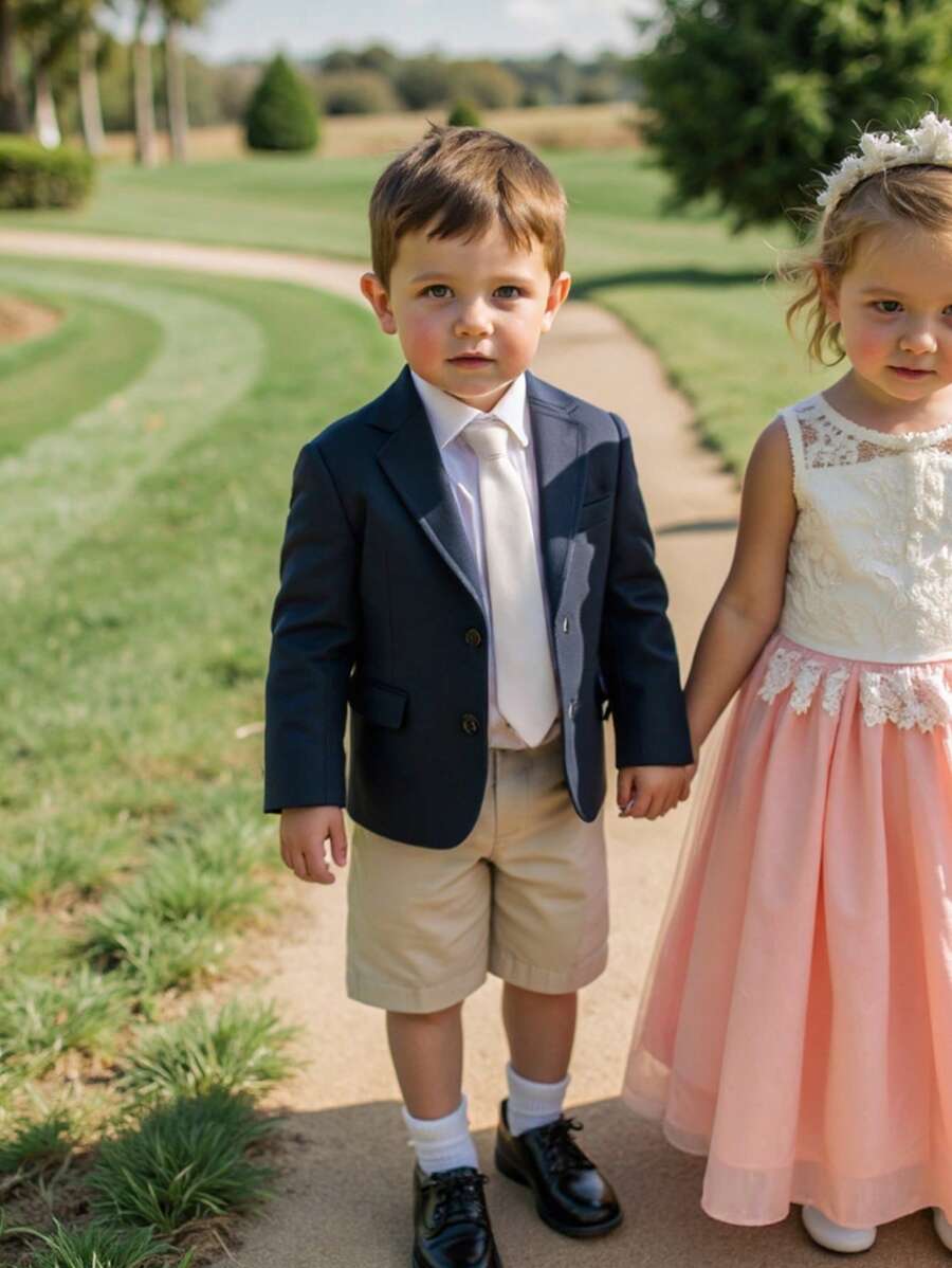 Souflis Souflis Baby Boy Elegant Gentleman Solid Color Suit Jacket And Shorts Set - Multicolor - View 1