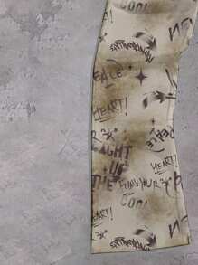 Manfinity ZONE917 Men's Street Graffiti Attitude ZONE Print Loose Short Sleeve T-Shirt And Long Pants Set - Multicolor - View 4