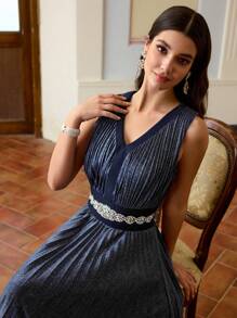 ZEYLAH 女士简约休闲长裙，日常时尚 - 藏蓝色 - 查看 3