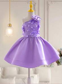 SHEIN 2pcs Set: Woven 3D Floral One Shoulder Top & Form-Fitting Woven Skirt - Purple - View 4