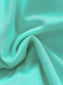 SHEIN Swim Springbreak Beach Vacation Minimalist Solid Color Shiny Material Flattering Bust, Metal Decor Top And Waist Tie Side Bottom 2 Pieces Bikini Set, Beach Clothes For Summer