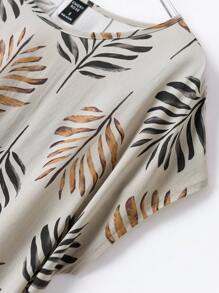 Rusticease Women's Tropical Plant Print Bat-Wing Sleeve Blouse For Vacation - Multicolor - View 4