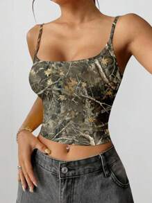 SHEIN PETITE Printed Casual Cami Top For Everyday Wear, Minimalist & Fashionable