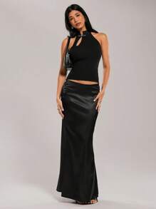 Forever 21 女士简约纯色无袖立领修身毛衣，休闲日常穿着