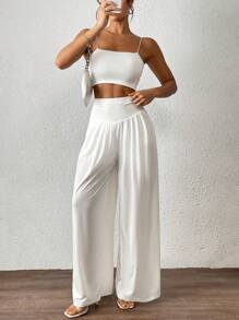 SHEIN Clasi Women's Solid Color Casual Loose Fit Soft Skinny Pants