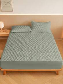 1件床笠，床上用品，床垫保护套，床罩，菱形格纹床笠，舒适家纺，透气防起球床垫保护套，纯色菱形床罩，卧室装饰，装饰床罩 - 綠色 - 查看 10