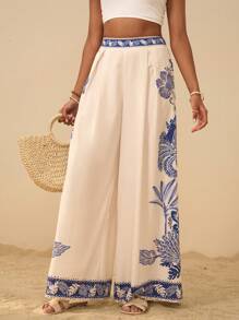 Travachic 度假休闲风印花女式宽松阔腿裤 - 彩色 - 查看 4