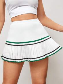 Activina Quần short thể thao sọc xếp ly thường ngày cho nữ - xanh quân đội - Xem 3