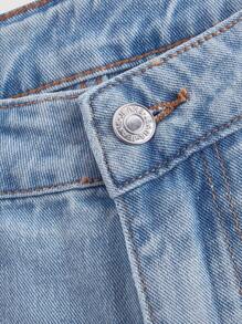 SHEIN MOD 女士休闲花卉刺绣阔腿牛仔裤