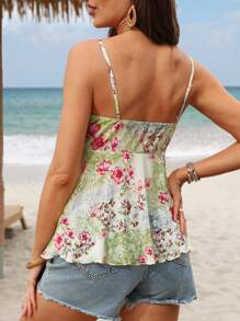 SHEIN Maternity Summer Fashionable Mesh Floral Print Cami Top