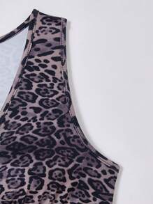 StreetHx 女士街头休闲豹纹 V 领无袖迷你连衣裙