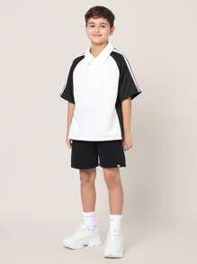 SUMWON Premium Athletic Raglan Polo Shirt Youth Sports Training Performance Top School Uniform Breathable Active Wear Team Practice Sporty Casual