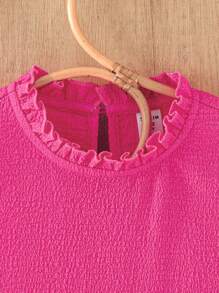 SHEIN Tween-Mädchen Lässig Elegant 3D Schleife Dekor Rüschen Saum ärmelloses figurbetontes A-Linien Strukturiertes Smock Kleid - Heißes Pink - Übersicht 4