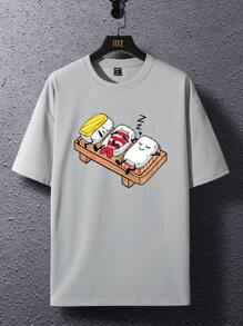 Manfinity Hypemode 宽松男式卡通图案落肩 T 恤