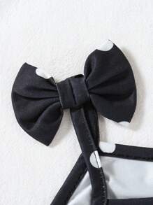 Sukienka z siateczki w czarne kropki dla dziewczynek - Czarne - Zobacz 6