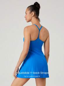 GLOWMODE FeatherFit™-Air Elevate A-Line Gaun Mini Slip dengan Kantong Pendek Tersembunyi, Nyaman untuk Aktivitas Harian Musim Panas, Cepat Kering, dan Menyerap Kelembapan - Blue Power - View 3
