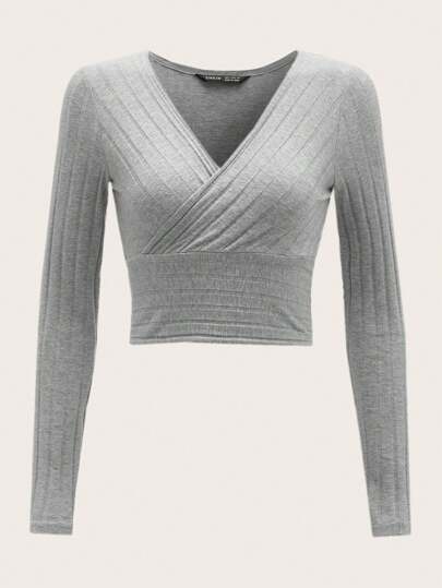 Strick T-Shirt mit tiefem Kragen