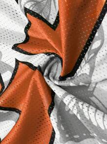 Manfinity Campus Court 男士休闲 V 领短袖 T 恤，带数字和字母印花，男士球衣，男士球衣，足球球衣，男士