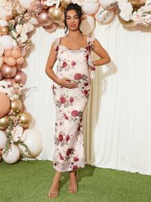 Loomaby Maternity Printed Dress, For Baby Shower Party - Multicolor - View 6